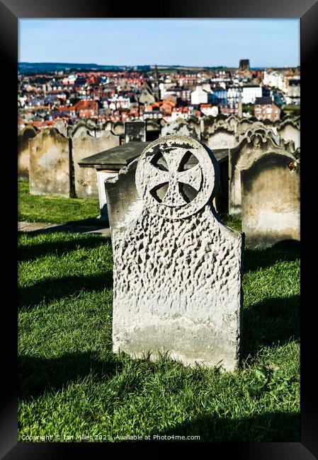 Old weathered headstone St. Marys church, Whitby Framed Print by Ian Miller
