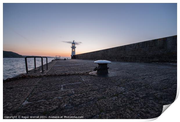 Mevagissey Pier Jetty Print by Roger Worrall