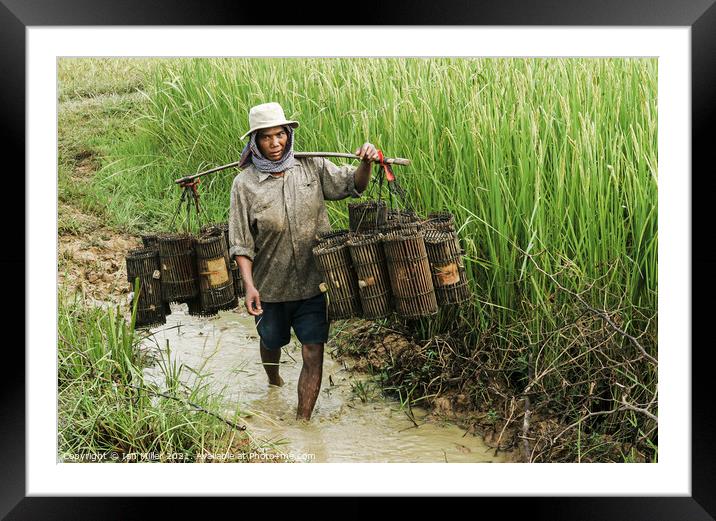 Fisherman on the Mekong Delta, Vietnam Framed Mounted Print by Ian Miller