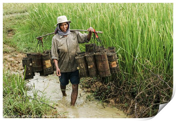 Fisherman on the Mekong Delta, Vietnam Print by Ian Miller