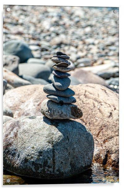 Small Pebble Tower Acrylic by James Lavott