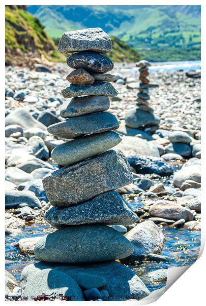 Two Pebble Towers Print by James Lavott
