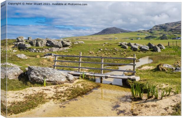 Borve Beach and Camping site on the isle of Barra Canvas Print by Peter Stuart
