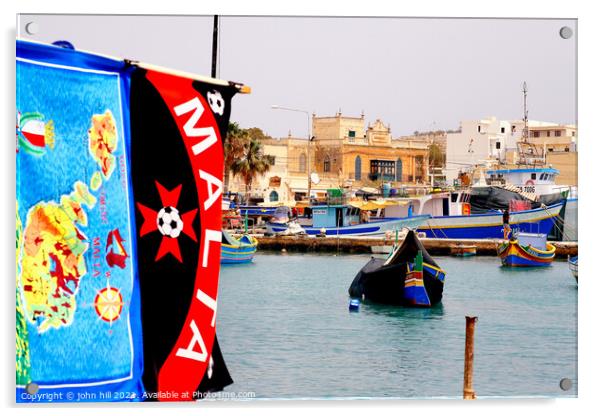 Marsaxlokk, Malta. Acrylic by john hill