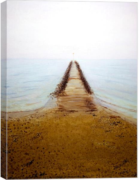 Jetty at Westcliff on Sea. Oil painting by Peter Bolton 2003. Canvas Print by Peter Bolton