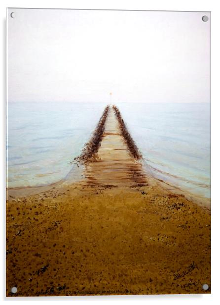 Jetty at Westcliff on Sea. Oil painting by Peter Bolton 2003. Acrylic by Peter Bolton