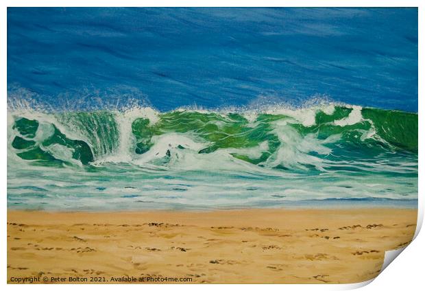 'Atlantic breaker'. Painting in oils by Peter Bolton. 2005. Print by Peter Bolton