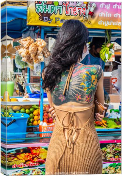 A woman from Thailand with a tattoo on her back Canvas Print by Wilfried Strang