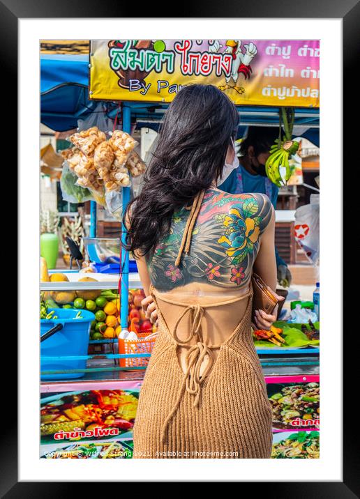 A woman from Thailand with a tattoo on her back Framed Mounted Print by Wilfried Strang