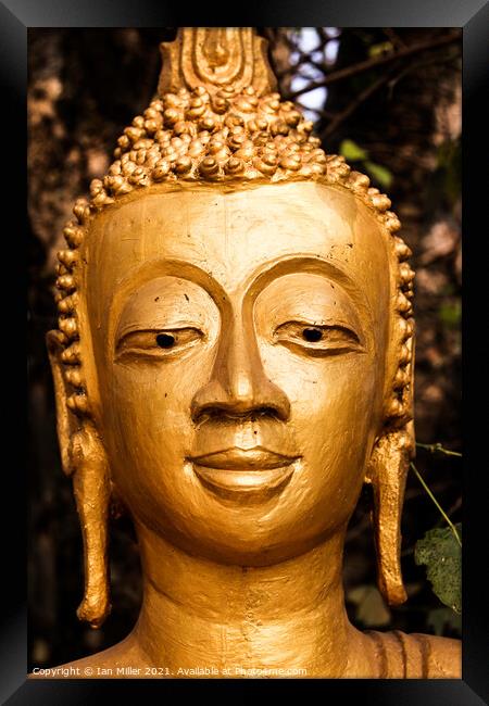 Buddist sculpture in Luang Prabang, Laos Framed Print by Ian Miller