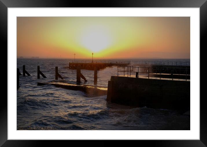 Sunset at 'Gogs Berth' The Garrison, Shoeburyness, Essex, UK. Framed Mounted Print by Peter Bolton