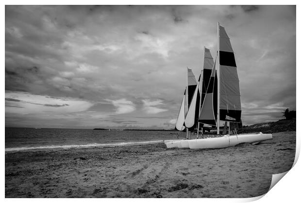 sailing boats on the beach Print by youri Mahieu