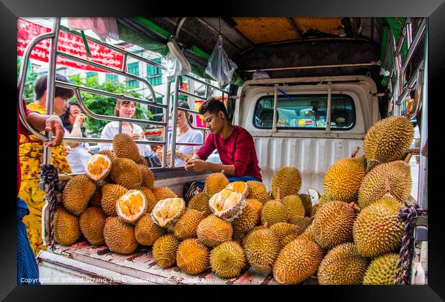 Durian for Sale in the Streets of Yangon Myanmar B Framed Print by Wilfried Strang