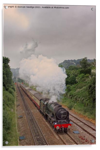 Royal Scot steam train leaves Bath Spa on a cold summers evening Acrylic by Duncan Savidge