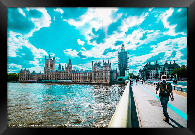 Westminster Bridge, Big Ben and the Palace of Westminster Framed Print by Hiran Perera
