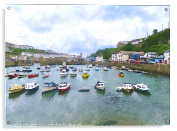 Tranquil Porthleven Harbour Acrylic by Beryl Curran