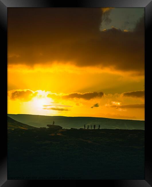The Burning Sky of The Peak District  Framed Print by Alex Kind