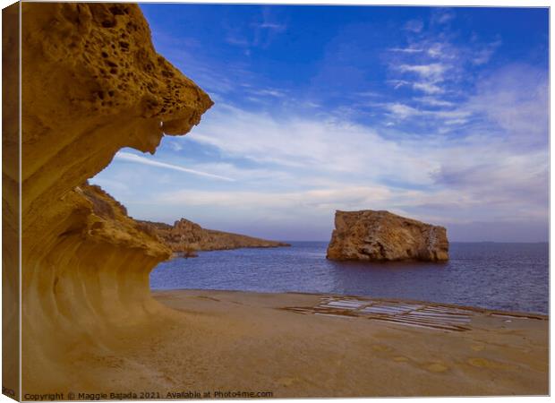 Pictureque of Coastal view with rock limestone and Canvas Print by Maggie Bajada