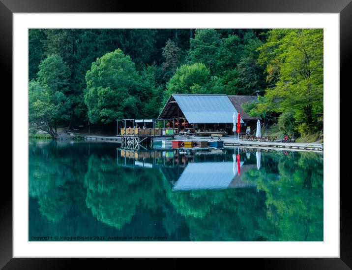Beautiful scenery, peaceful lake of Lake Fusine Ba Framed Mounted Print by Maggie Bajada