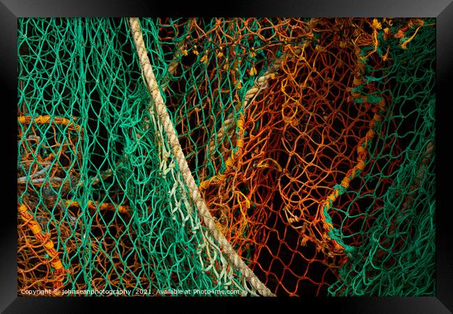 Colourful old fishing nets at Leigh-on-Sea Framed Print by johnseanphotography 