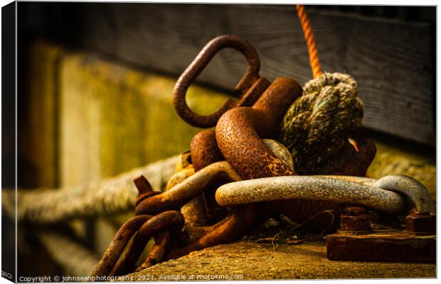 Rusty chain irons at Leigh-on-Sea, near Southend, Essex     Canvas Print by johnseanphotography 