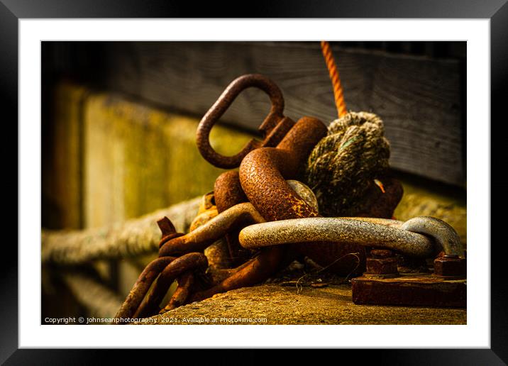 Rusty chain irons at Leigh-on-Sea, near Southend, Essex     Framed Mounted Print by johnseanphotography 