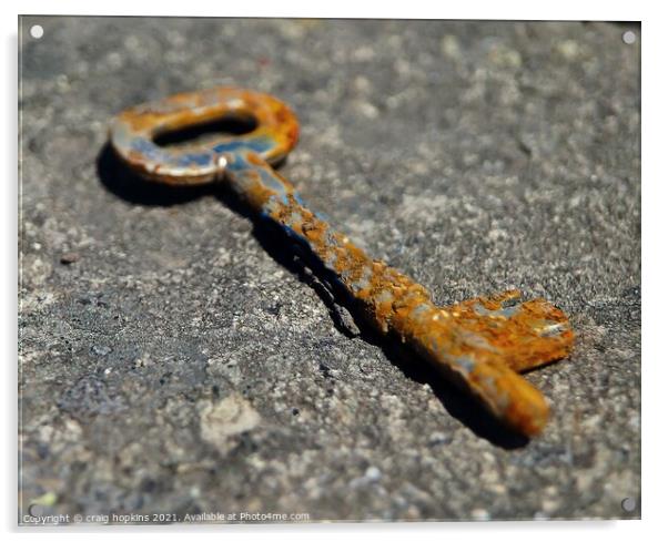 Rusty key Acrylic by craig hopkins