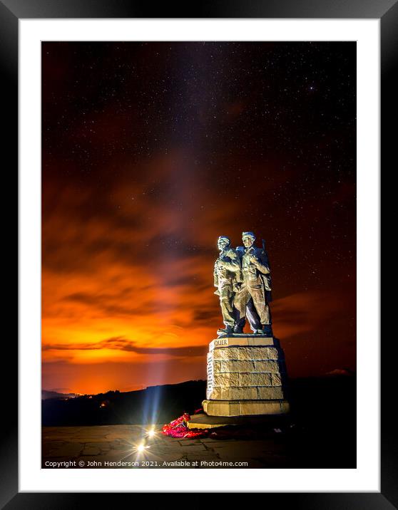 Commando Memorial at night Framed Mounted Print by John Henderson