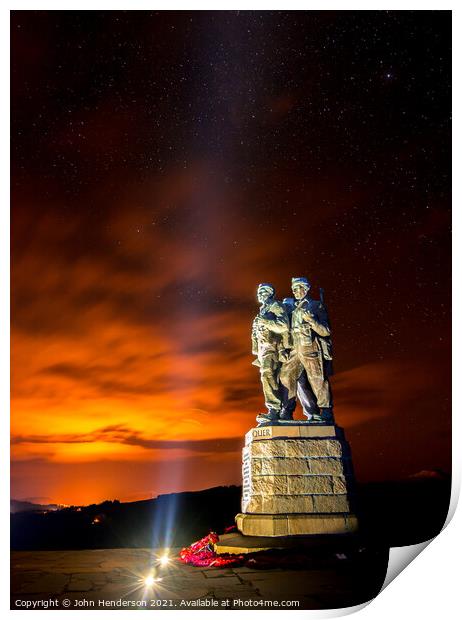 Commando Memorial at night Print by John Henderson