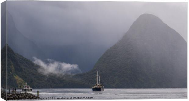 Picturesque Misty scenery at Milford Sound at New  Canvas Print by Maggie Bajada