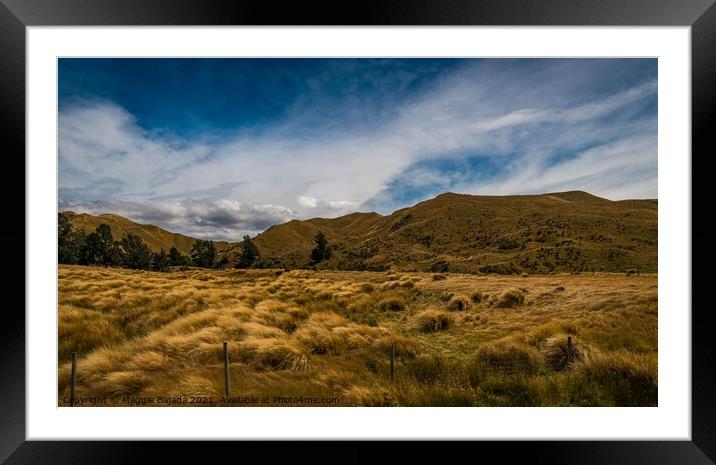 Picturesque of Panoramic scenic of New Zealand cou Framed Mounted Print by Maggie Bajada