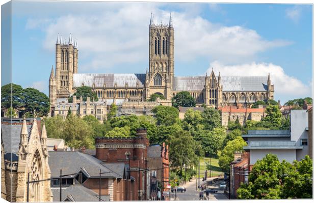 Lincoln cathedral towers of the city Canvas Print by Jason Wells