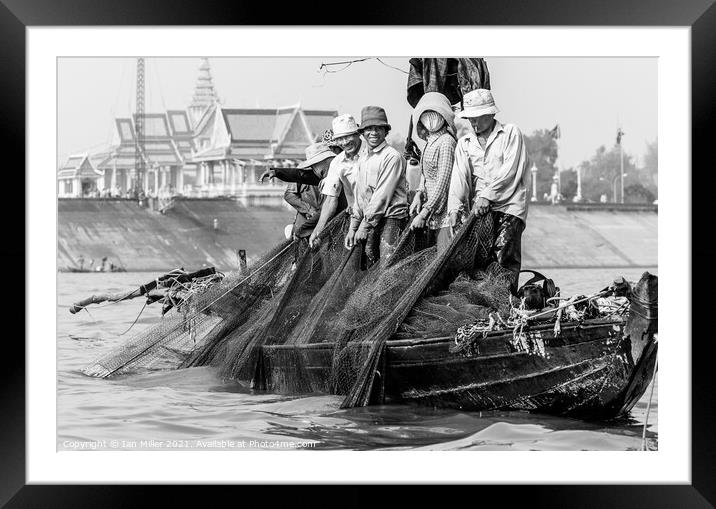 Fishing the Tonle Sap River Framed Mounted Print by Ian Miller