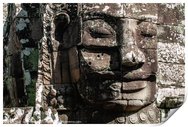 Face in the Stones, Ankor Thom, Cambodia Print by Ian Miller