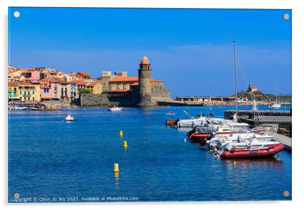 The old town of Collioure, a seaside resort in Southern France Acrylic by Chun Ju Wu