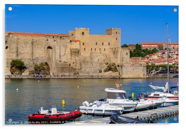 Château Royal de Collioure, a French royal castle in the town of Collioure, France Acrylic by Chun Ju Wu