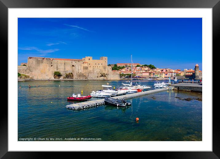 Château Royal de Collioure, a French royal castle in the town of Collioure, France Framed Mounted Print by Chun Ju Wu