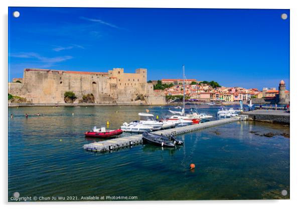 Château Royal de Collioure, a French royal castle in the town of Collioure, France Acrylic by Chun Ju Wu