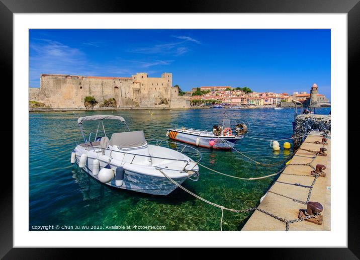 Château Royal de Collioure, a French royal castle in the town of Collioure, France Framed Mounted Print by Chun Ju Wu