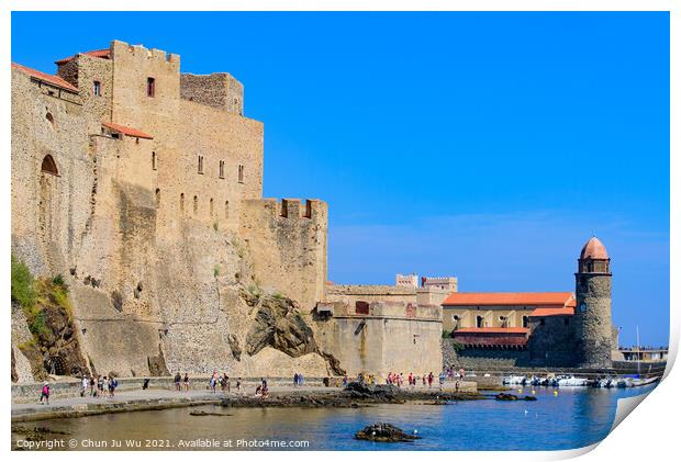 Château Royal de Collioure, a French royal castle in the town of Collioure, France Print by Chun Ju Wu