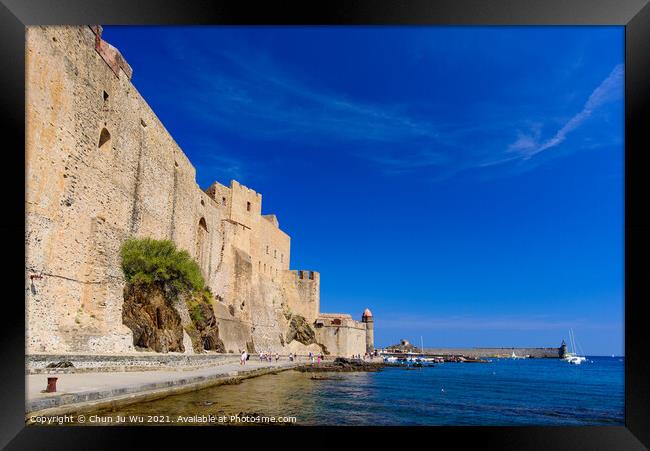 Château Royal de Collioure, a French royal castle in the town of Collioure, France Framed Print by Chun Ju Wu