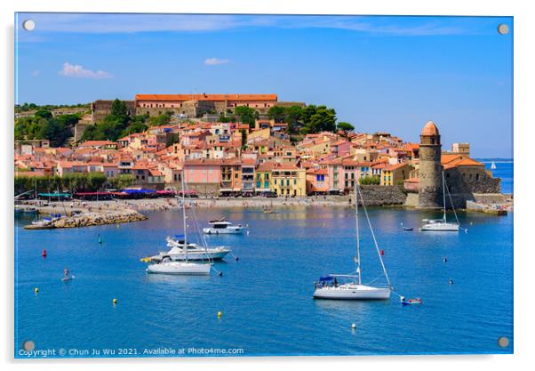 The old town of Collioure, a seaside resort in Southern France Acrylic by Chun Ju Wu