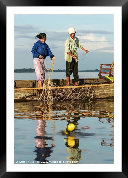 Fishing the Tonle Sap, Cambodia Framed Mounted Print by Ian Miller