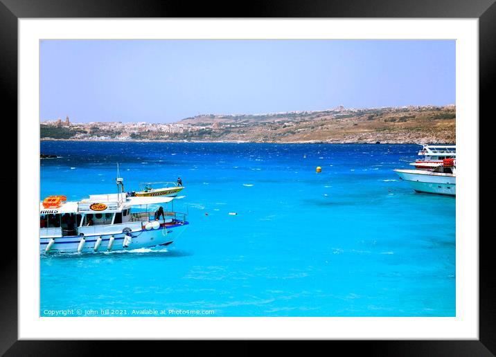 Blue Lagoon and Gozo, Comino, Malta. Framed Mounted Print by john hill