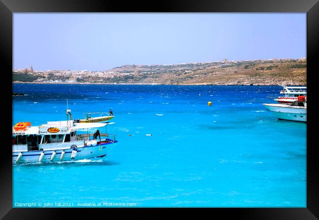 Blue Lagoon and Gozo, Comino, Malta. Framed Print by john hill