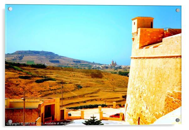 Citadel, Victoria, Gozo, Malta. Acrylic by john hill