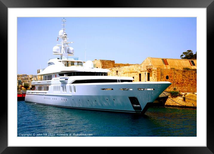 Super yacht at Valletta in Malta. Framed Mounted Print by john hill