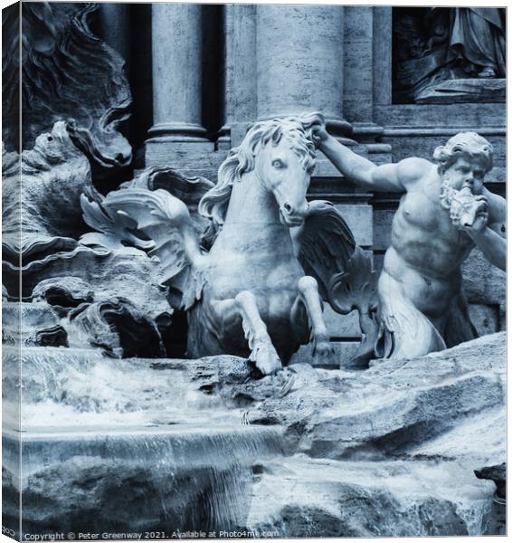 The Trevi Fountain, Rome, Italy - Cherub & Pegasus Statues Canvas Print by Peter Greenway
