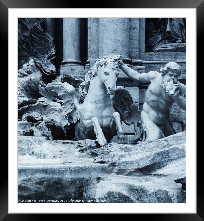 The Trevi Fountain, Rome, Italy - Cherub & Pegasus Statues Framed Mounted Print by Peter Greenway
