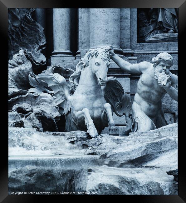 The Trevi Fountain, Rome, Italy - Cherub & Pegasus Statues Framed Print by Peter Greenway